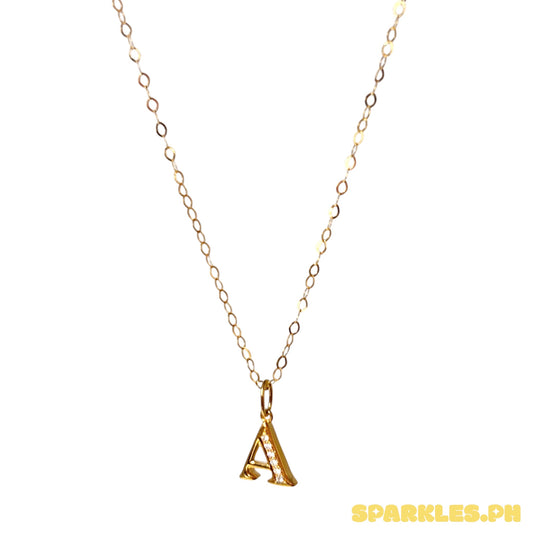 18k Natural Diamond - Yellow Gold Initial A Necklace