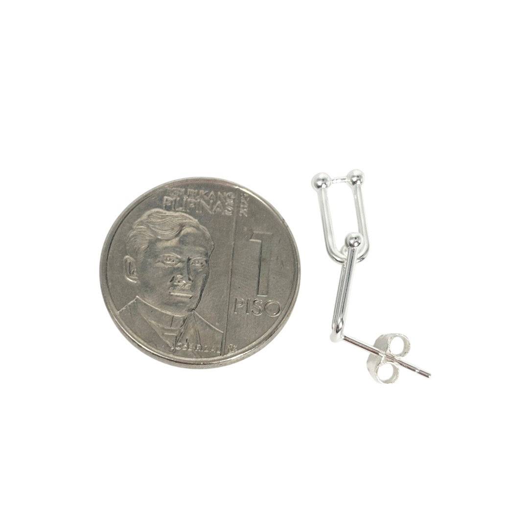 92.5 Sterling Silver - Twin Flat U Bar Stud Earrings
