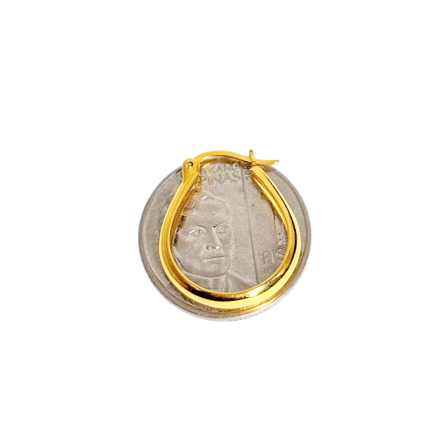 18k Saudi Gold EF Pear Hoop Earring - SKU-1GQMZ9KG