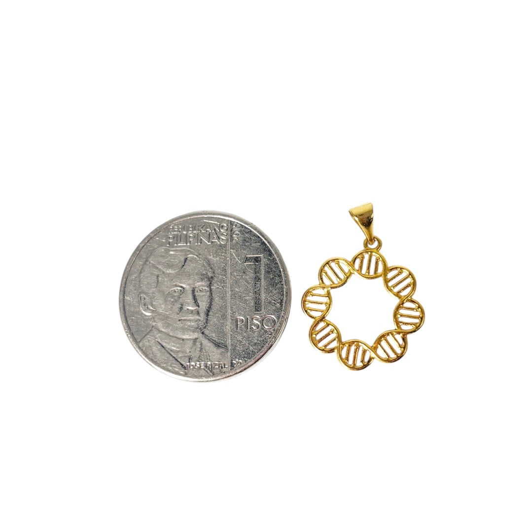 18k Saudi Gold Micro Paperclip Chain 18" + 18k Saudi Gold DNA Style Pendant