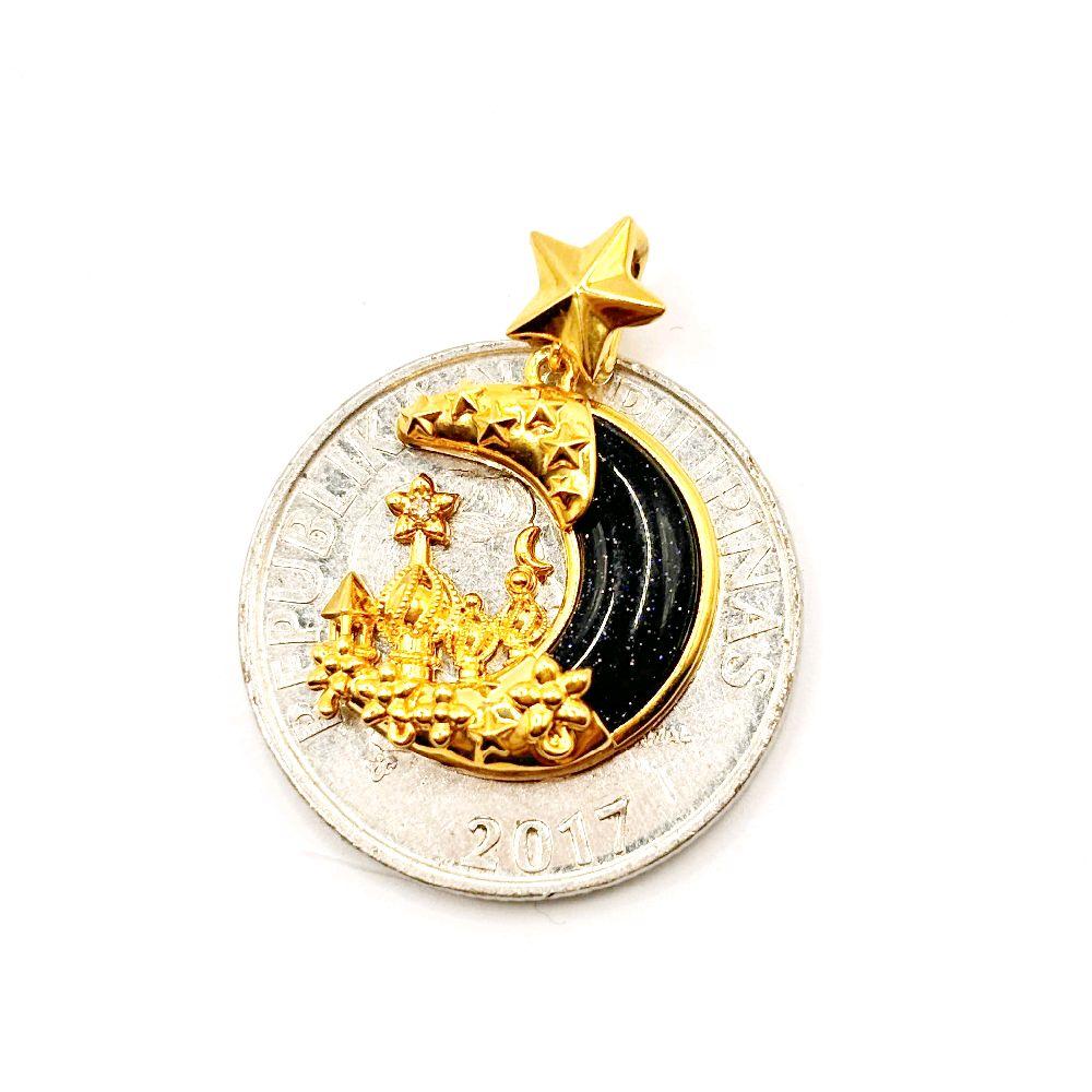 18k Saudi Gold Starry Night Ampaw Pendant - SKU - 64DN8SQE