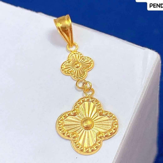 18k Saudi Gold Twin Clover Flower Solid Lightweight Pawnable