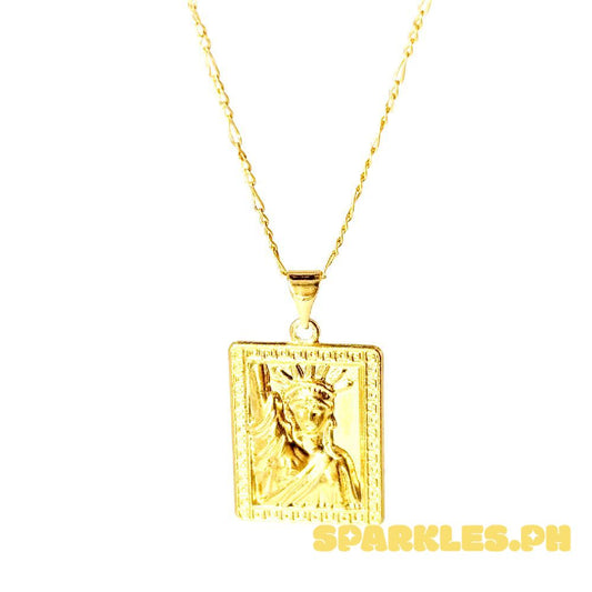 18k Saudi Gold Set Fenfen Statue + Figaru Chain 18"