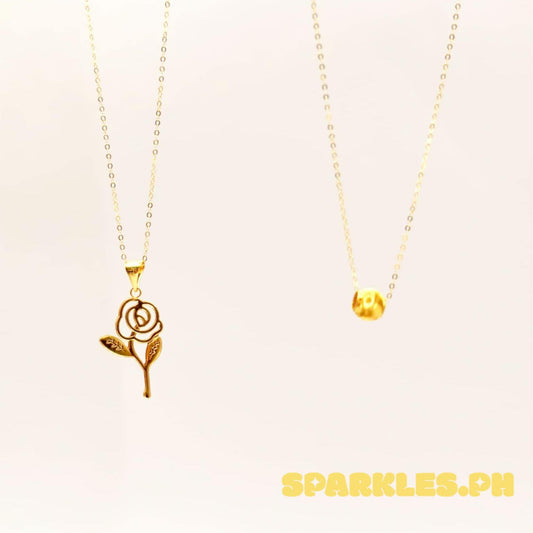 18k Saudi Gold Combo Set Open Rose + Tauco Chain lv1 & Gold Cat Eye + Tauco Chain lv1