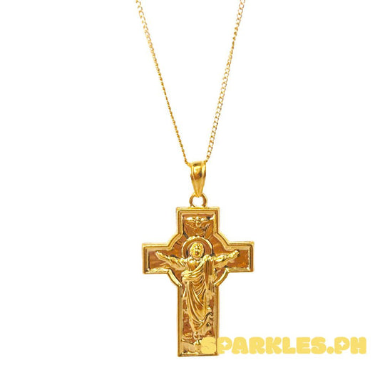 18k Saudi Gold Set Blessed Cross + Cadena Chain 20"