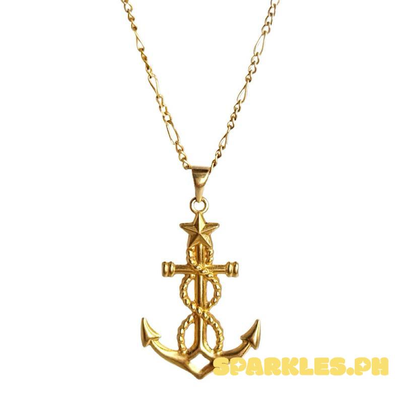 18k Saudi Gold Set Anchor Star + Figaru Chain 20”