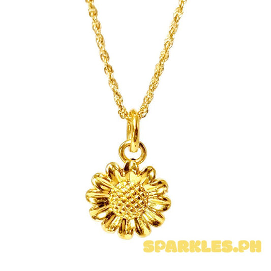 18k Saudi Gold Sunflower Style AMPAW + Rope Chain 18"