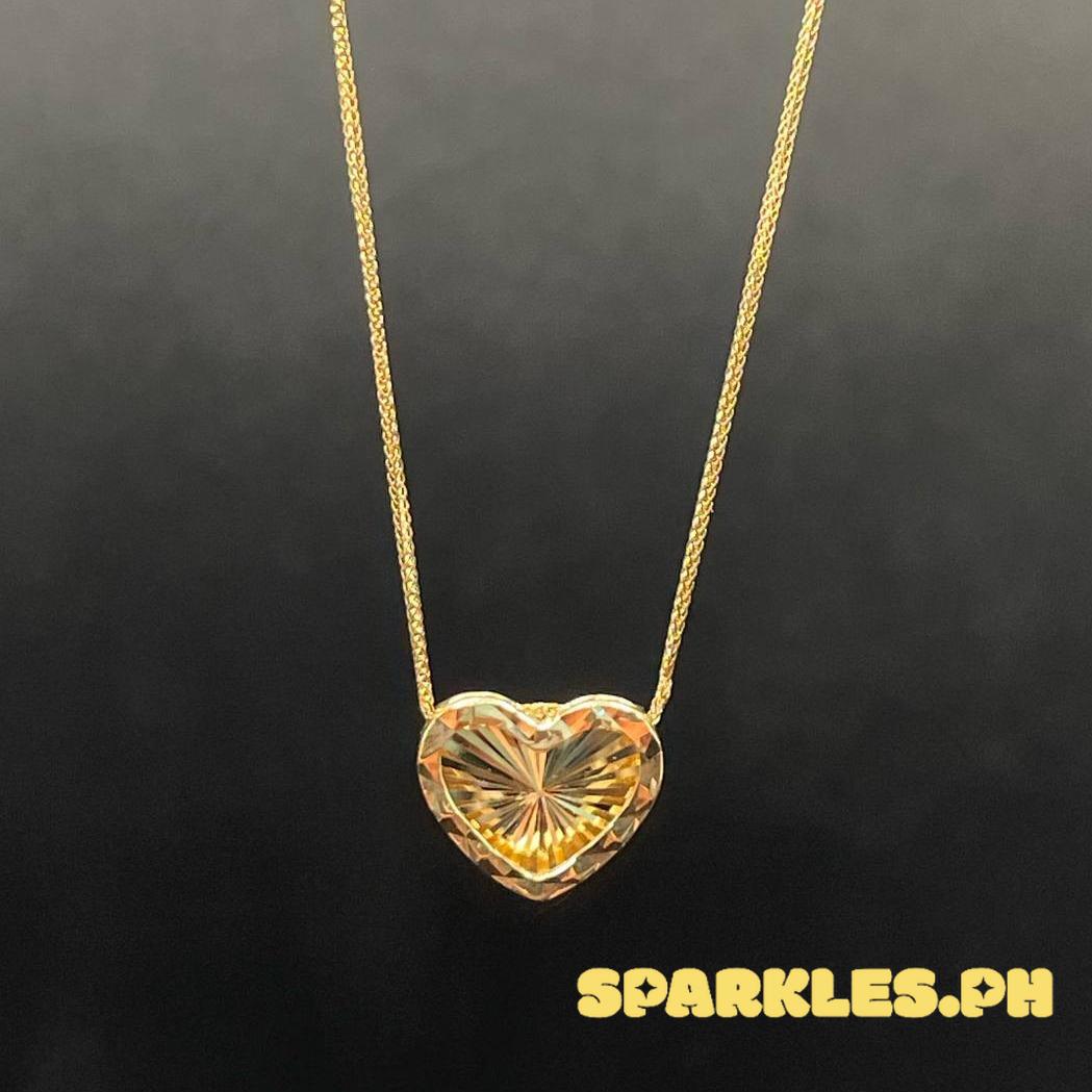 18k Saudi Gold Heart Necklace - SKU-ICELOANT