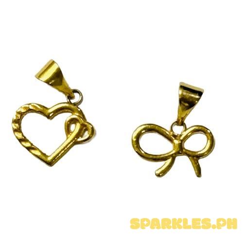 18k Saudi Gold COMBO Mini Me + Bow Ribbon Lightweight Pendant