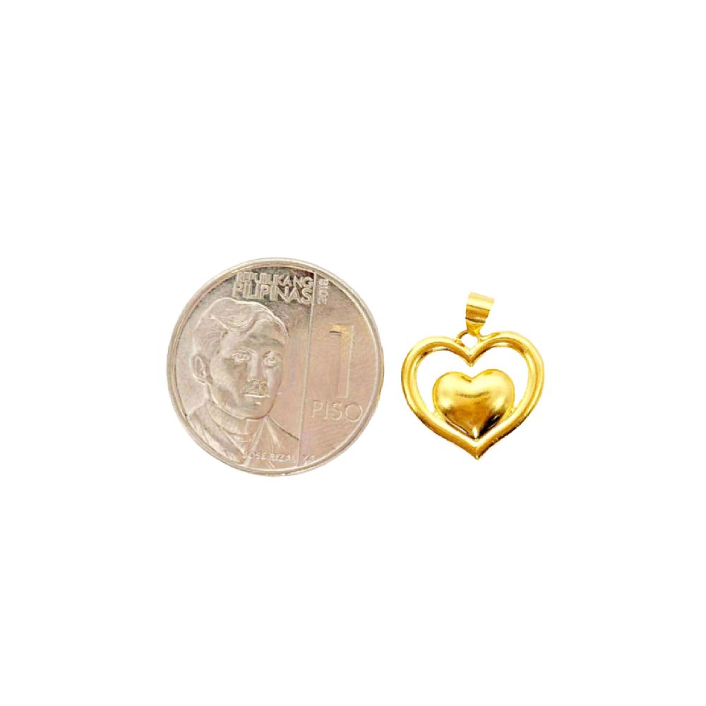 18k Saudi Gold Double Heart Pendant - SKU-STJQ1M2O
