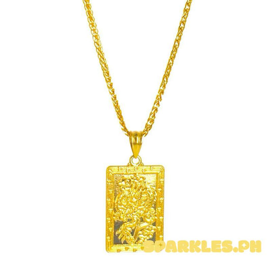 18k Saudi Gold Set Fenfen Dragon + Foxtail Chain Makapal 20”