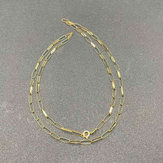 18k Saudi Gold Big Paperclip Necklace 18' Solid pawnable