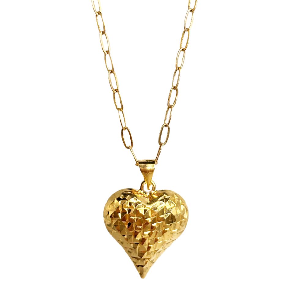 18k Saudi Gold Set Valentine Diacut Heart Buo  + Micro Paperclip Makapal 20"