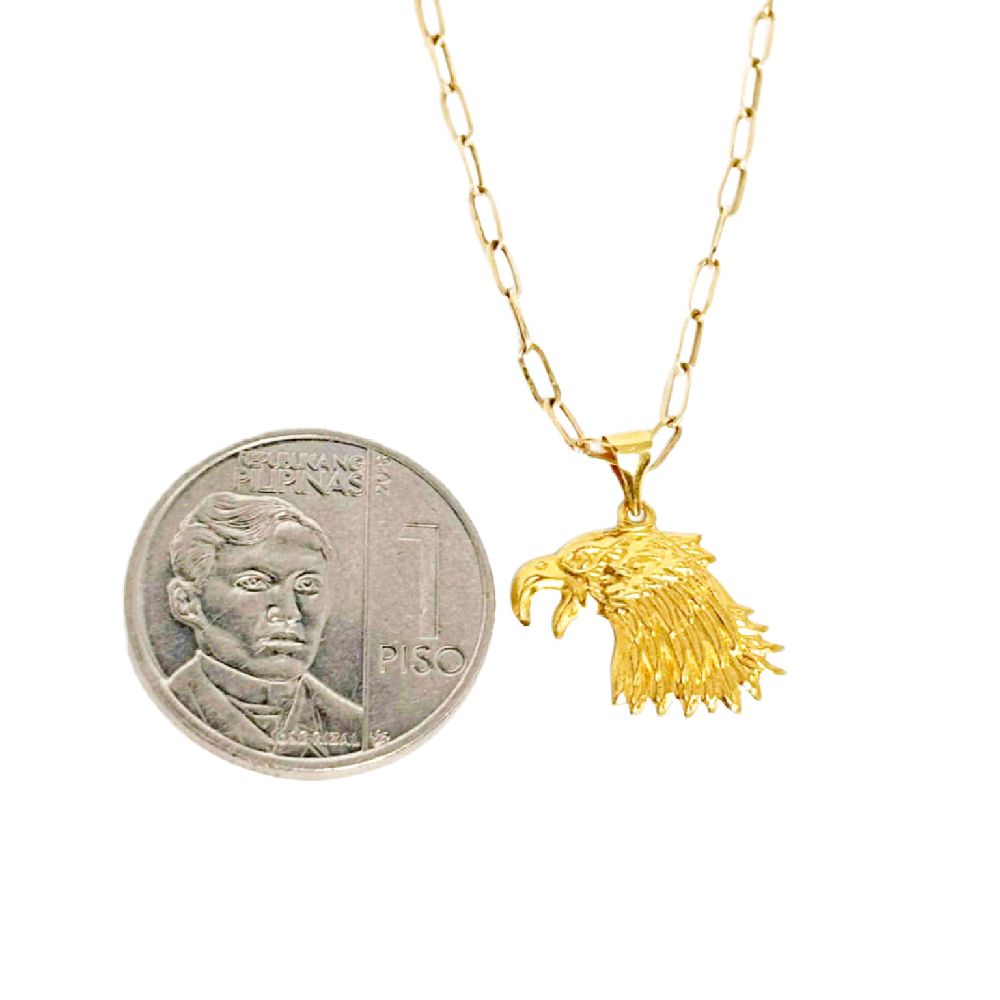 18k Saudi Gold Set Eagle Pendant + Micro Paperclip Makapal 20"