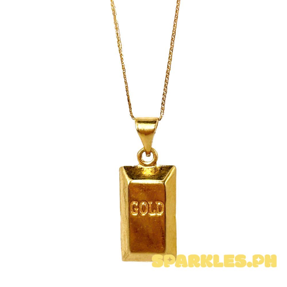 18k Saudi Gold Set Gold Bar + Foxtail Chain 18"