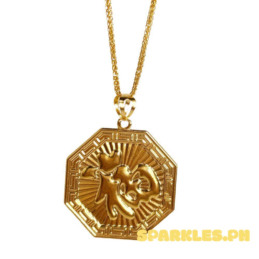 18k Saudi Gold Set Fenfen Fortune + Foxtail Chain Makapal 20"