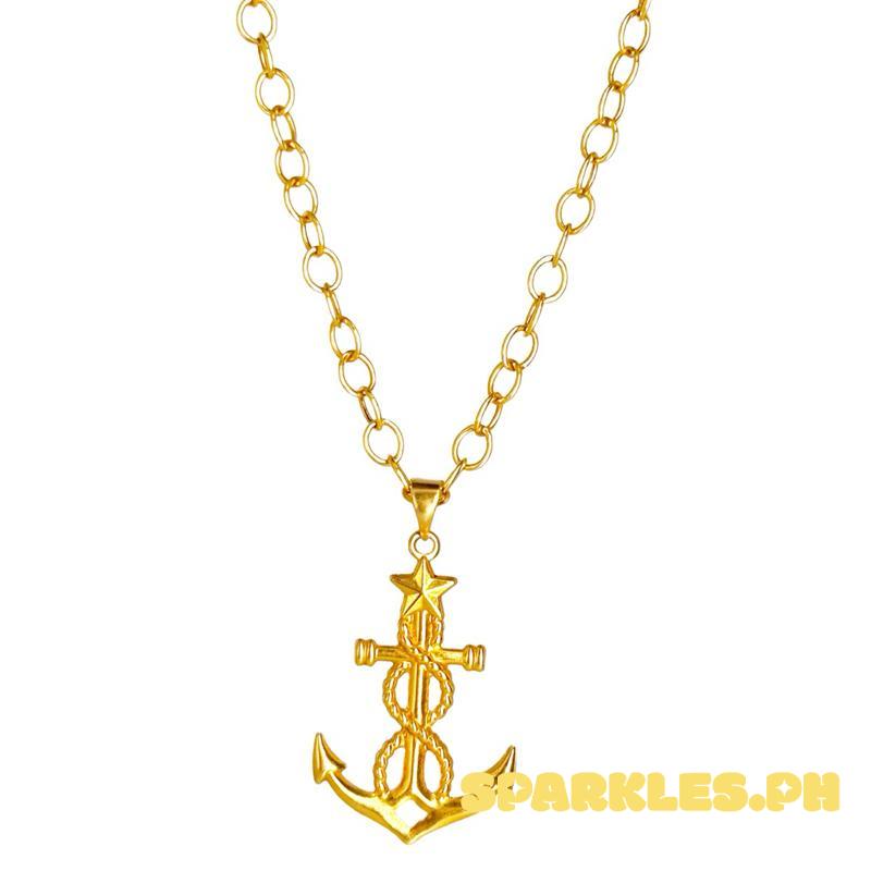 18k Saudi Gold Set Anchor Star + Big Tauco Chain 18”