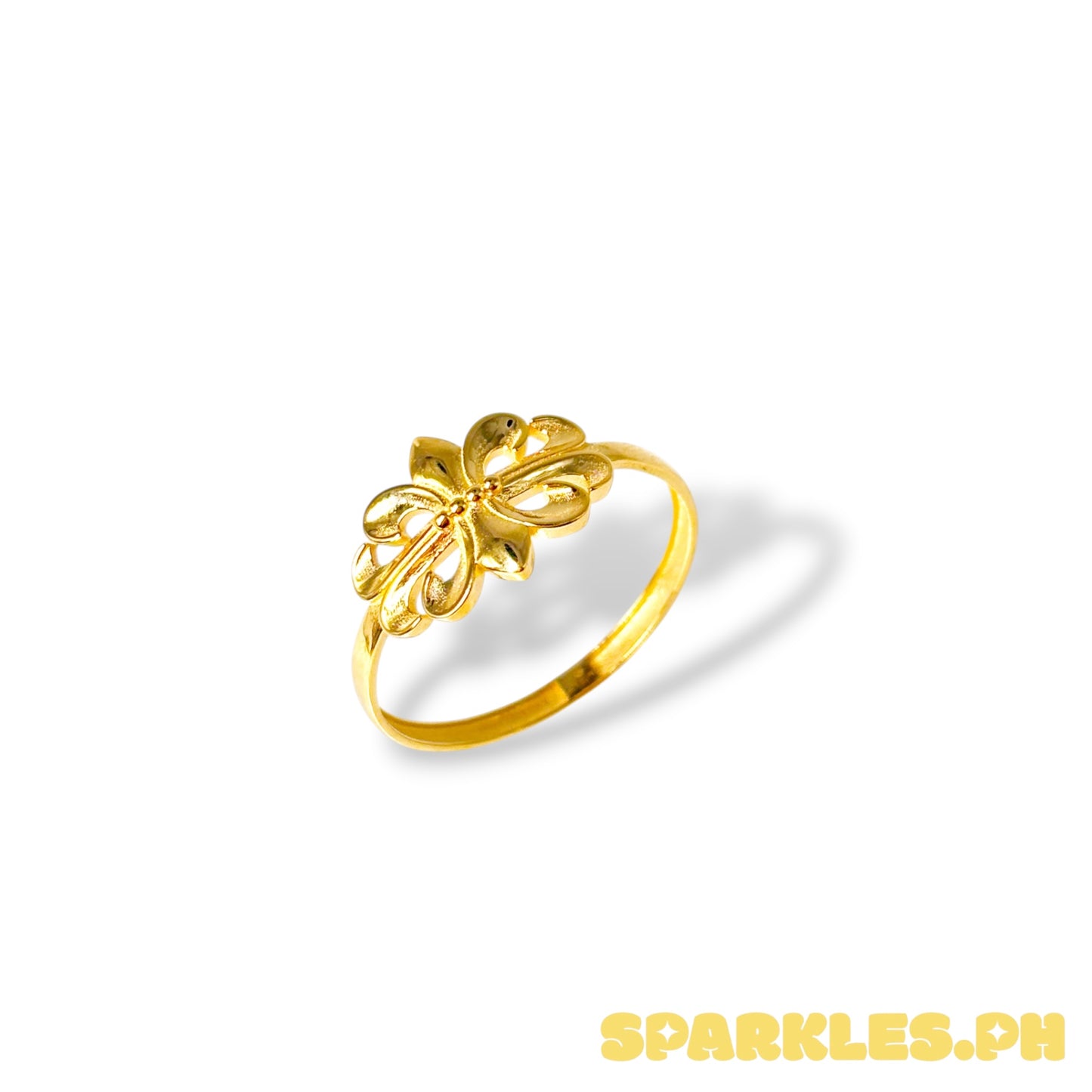 18k Saudi Gold Fleur De Lis Ring Size 8