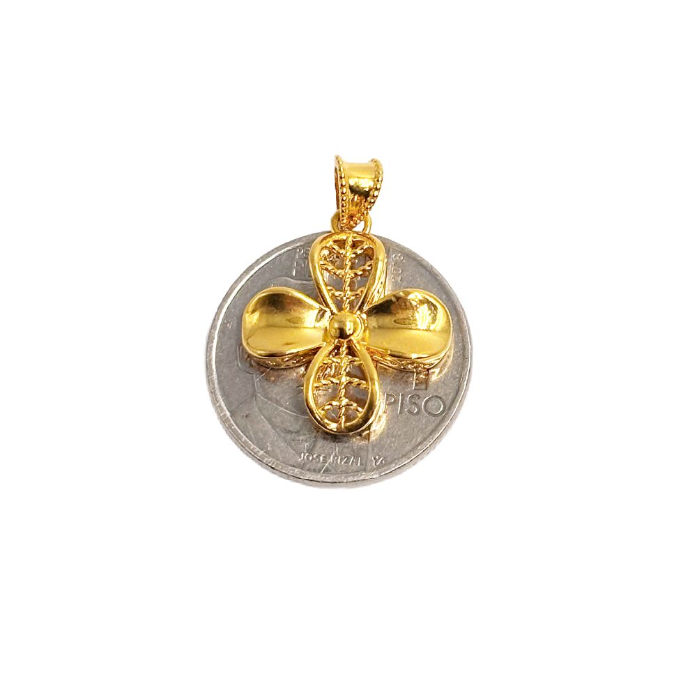 18k Saudi Gold Big Flower Pendant Ampaw - SKU-02DDDW7M