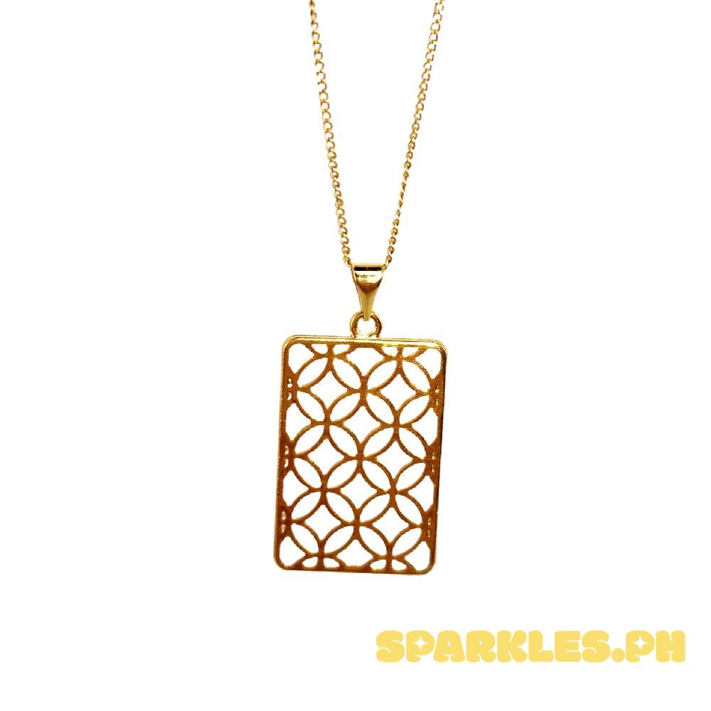 18k Saudi Gold Set Rectangle Money Catcher + Cadena Chain 22"