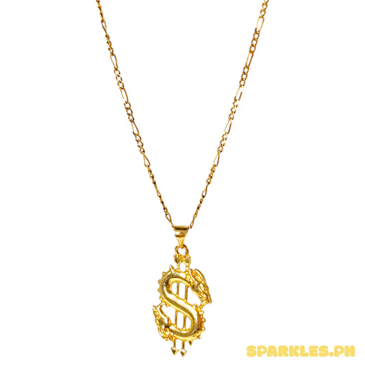 "18k Saudi Gold Figaru Chain Makapal 18" + 18k Saudi Gold Dollar Pendant "