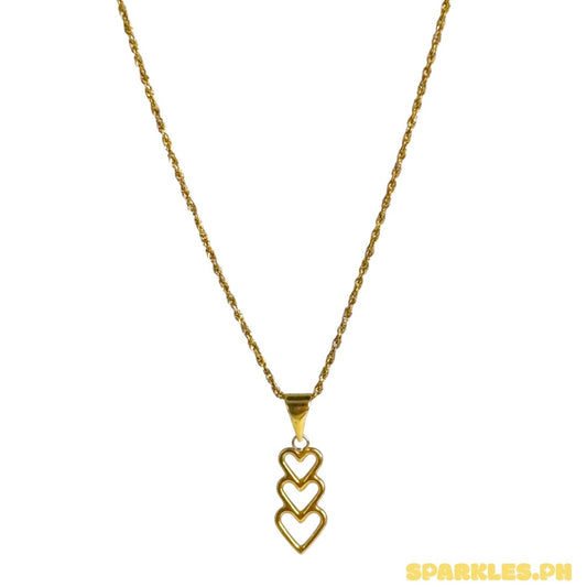 18k Saudi Gold Rope Chain 16" + 18k Saudi Gold Open Heart Pendant