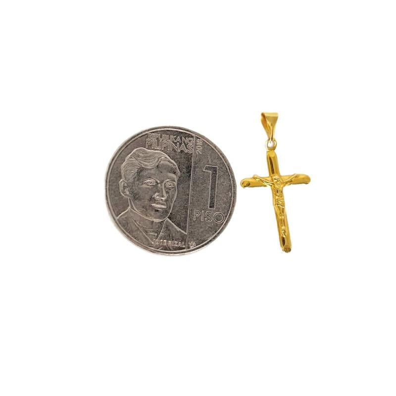 18k Saudi Gold Set CrossPlain Jesus Style + Figaru Chain 18”