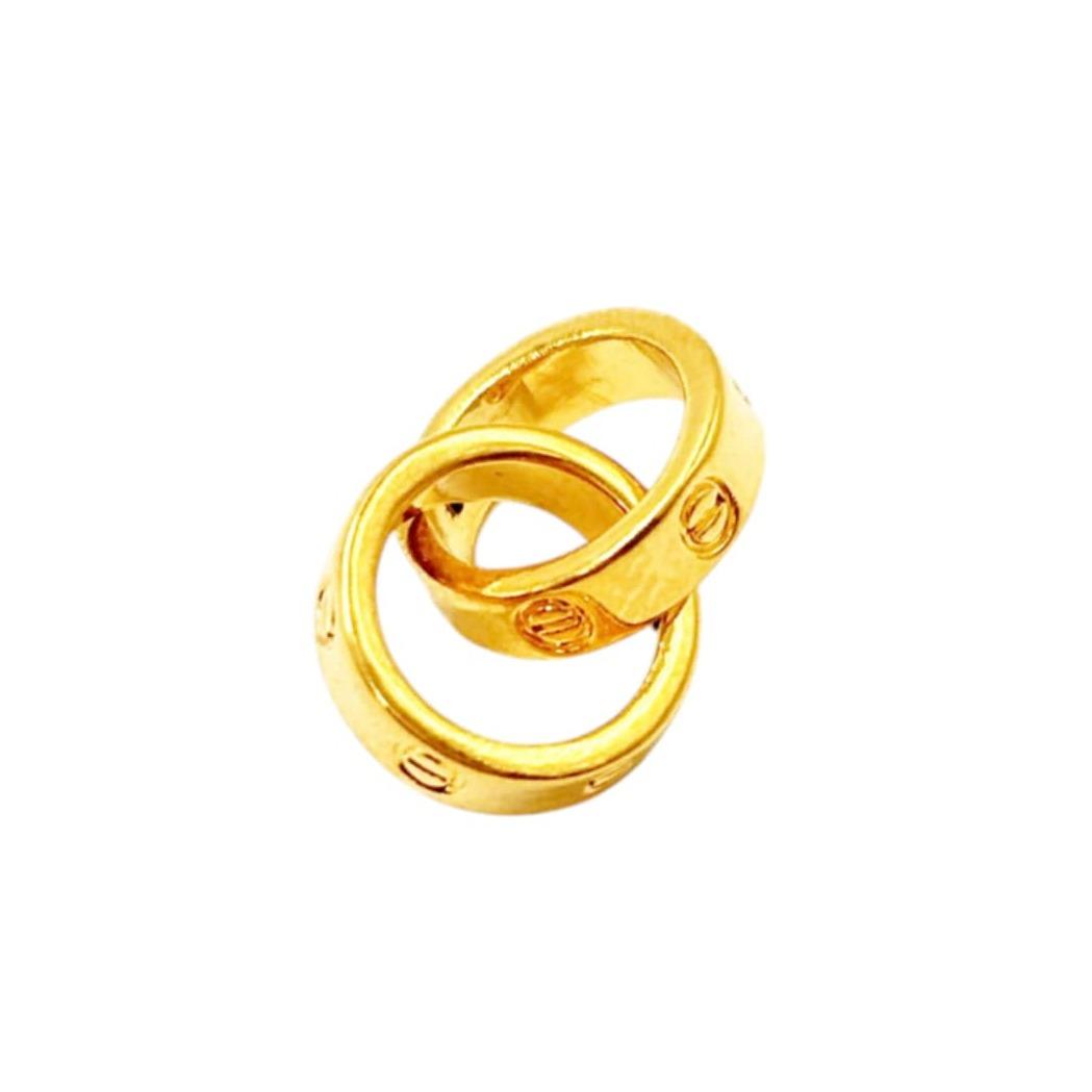 AMPAW/HOLOW 18k Saudi Gold Twin Circle Pendant - SKU-JWCS4TGG