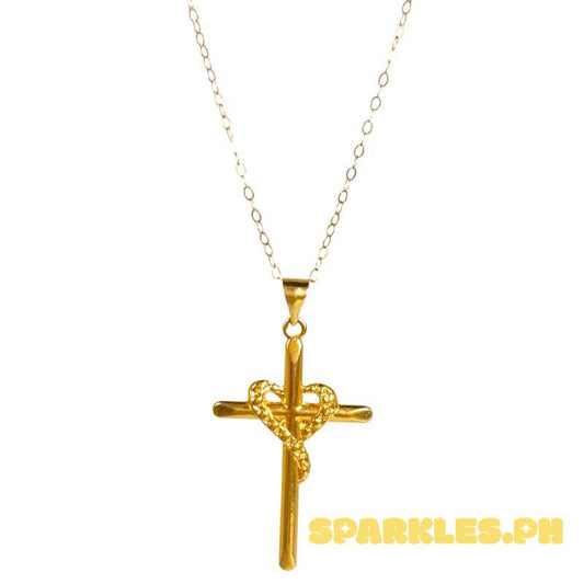 18k Saudi Gold Set Diaheart Cross + Tauco Chain lv1