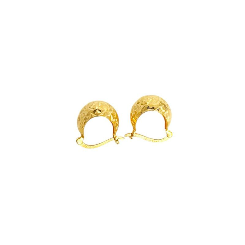 18k Saudi Gold Diacut Hoop Earring - SKU-VFG1UXPG