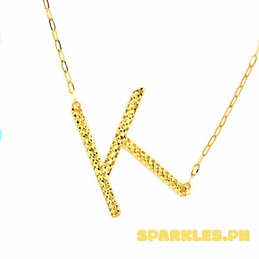 18k Saudi Gold Letter Centered Necklace - SKU-TCBV7WWL
