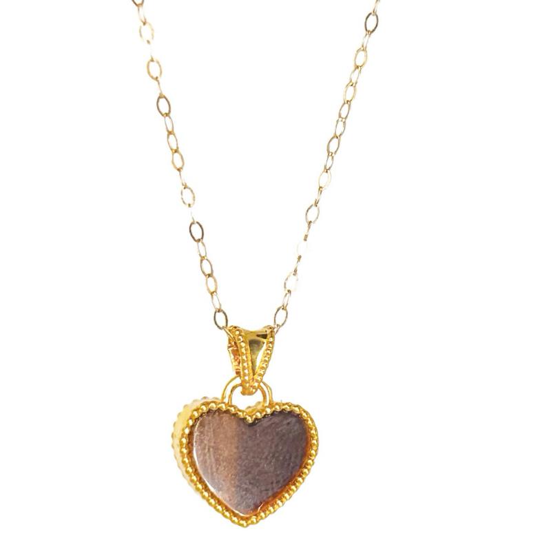 18k Saudi Gold Set AMPAW/HOLLOW 10mm Heart + Tauco Chain lv1