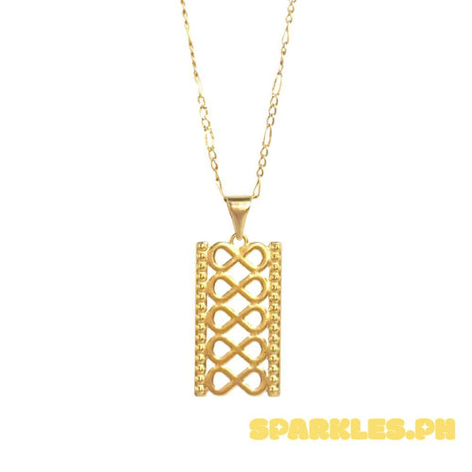 18k Saudi Gold Set Strap Pendant + Figaru Chain 16"