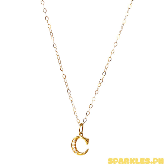 18k Natural Diamond - Yellow Gold Initial C Necklace