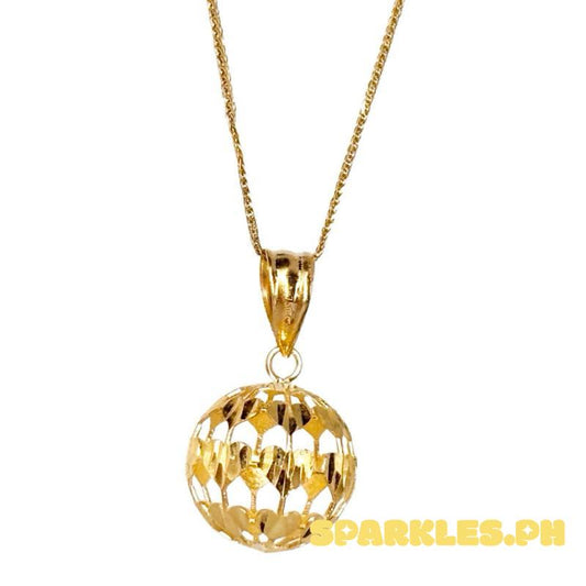 18k Saudi Gold Set Heart Ball + Foxtail Chain 18”