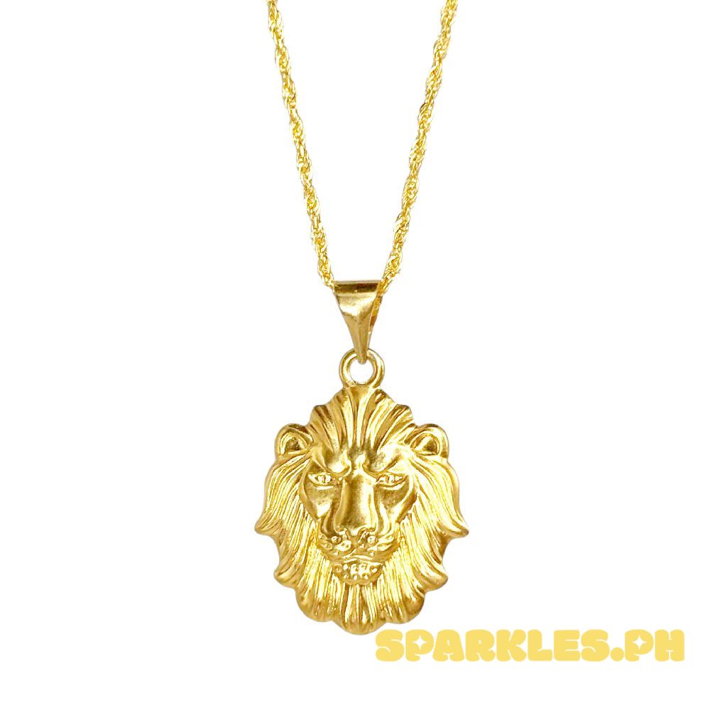 18k Saudi Gold Set Lion Head + Rope Chain 20"