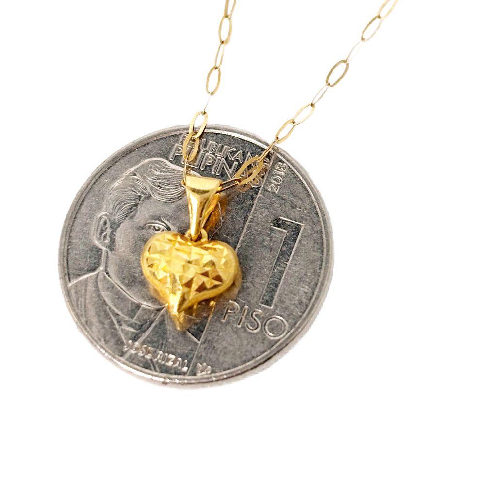 18k Saudi Gold Set Diacut Heart Buo + Micro Paperclip 20"