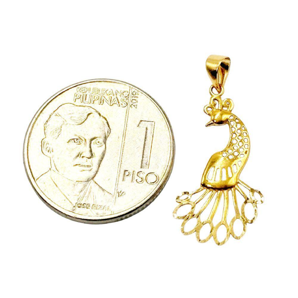 18k Saudi Gold Peacock Pendant - SKU-NK1V9ETJ