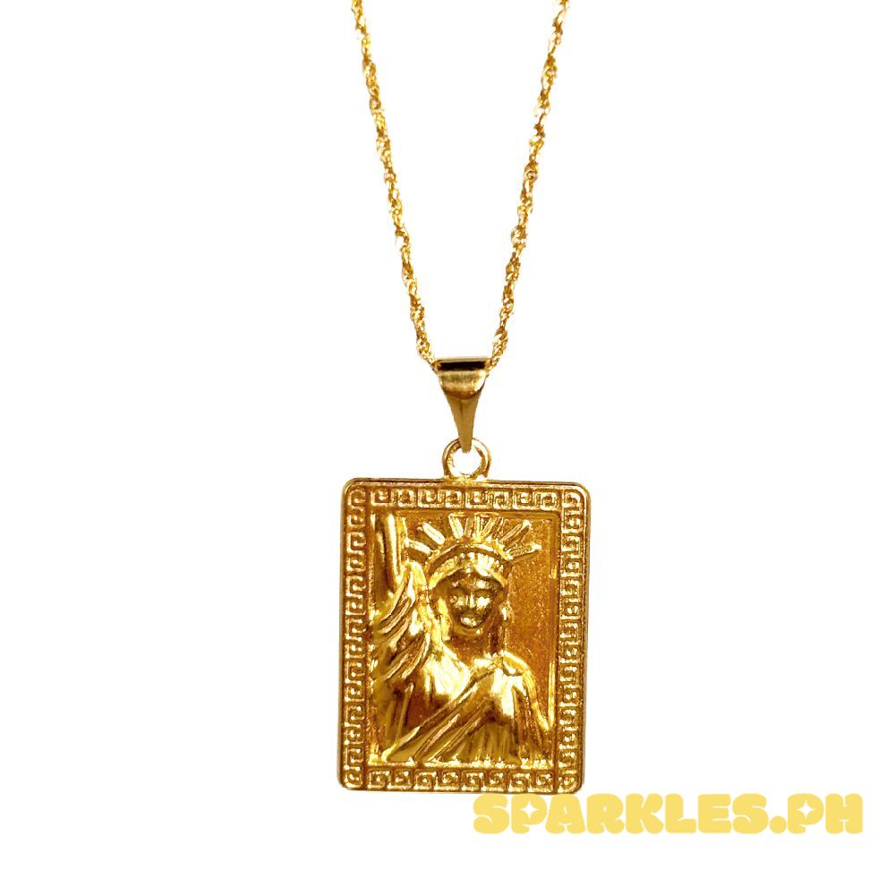 18k Saudi Gold Set Fenfen Statue + Rope Chain 22"