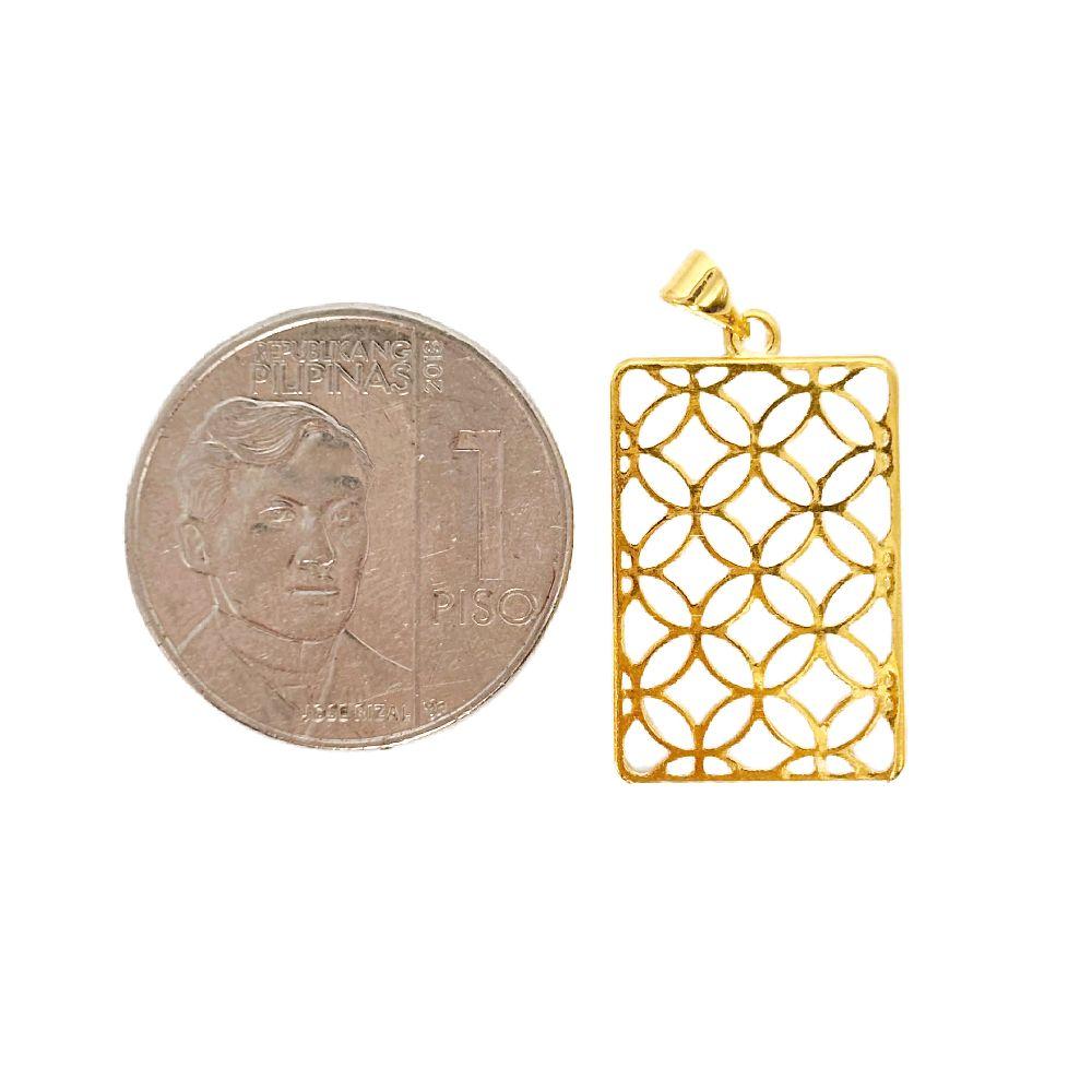 18k Saudi Gold Rectangle Money Catcher Pendant - SKU-TXJSYUBU