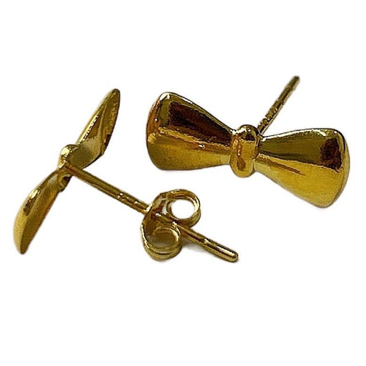 18k Saudi Gold Ribbon Stud Earrings Pawnable