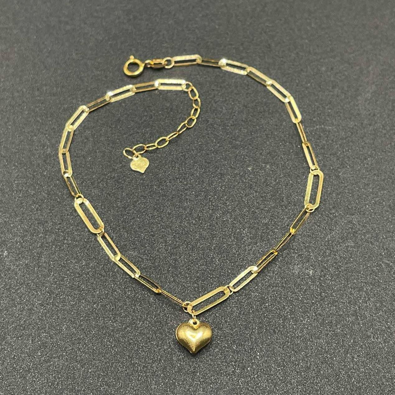18k Saudi Gold Heart Paperclip Bracelet Solid pawnable