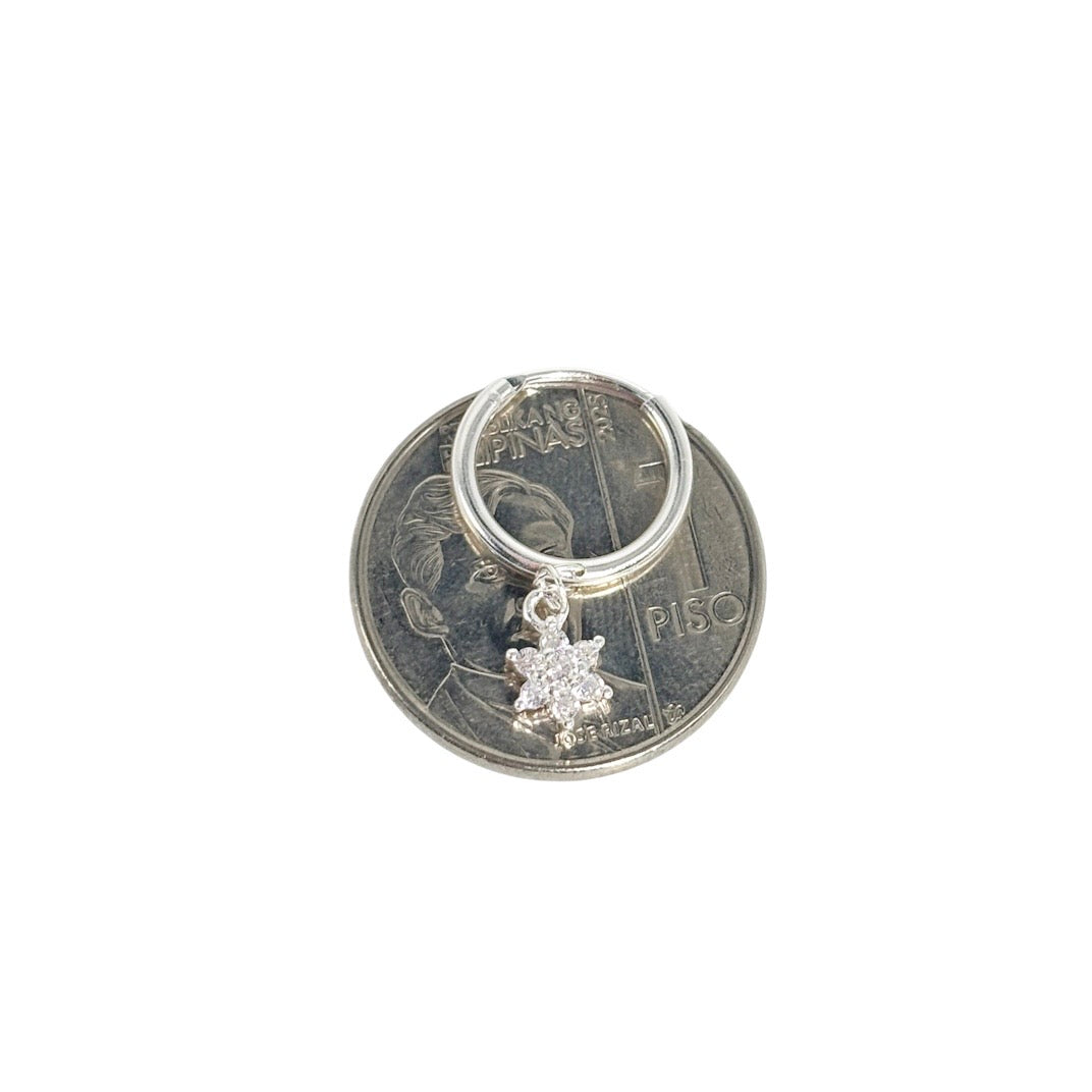 92.5 Sterling Silver - Flower Loop Earrings