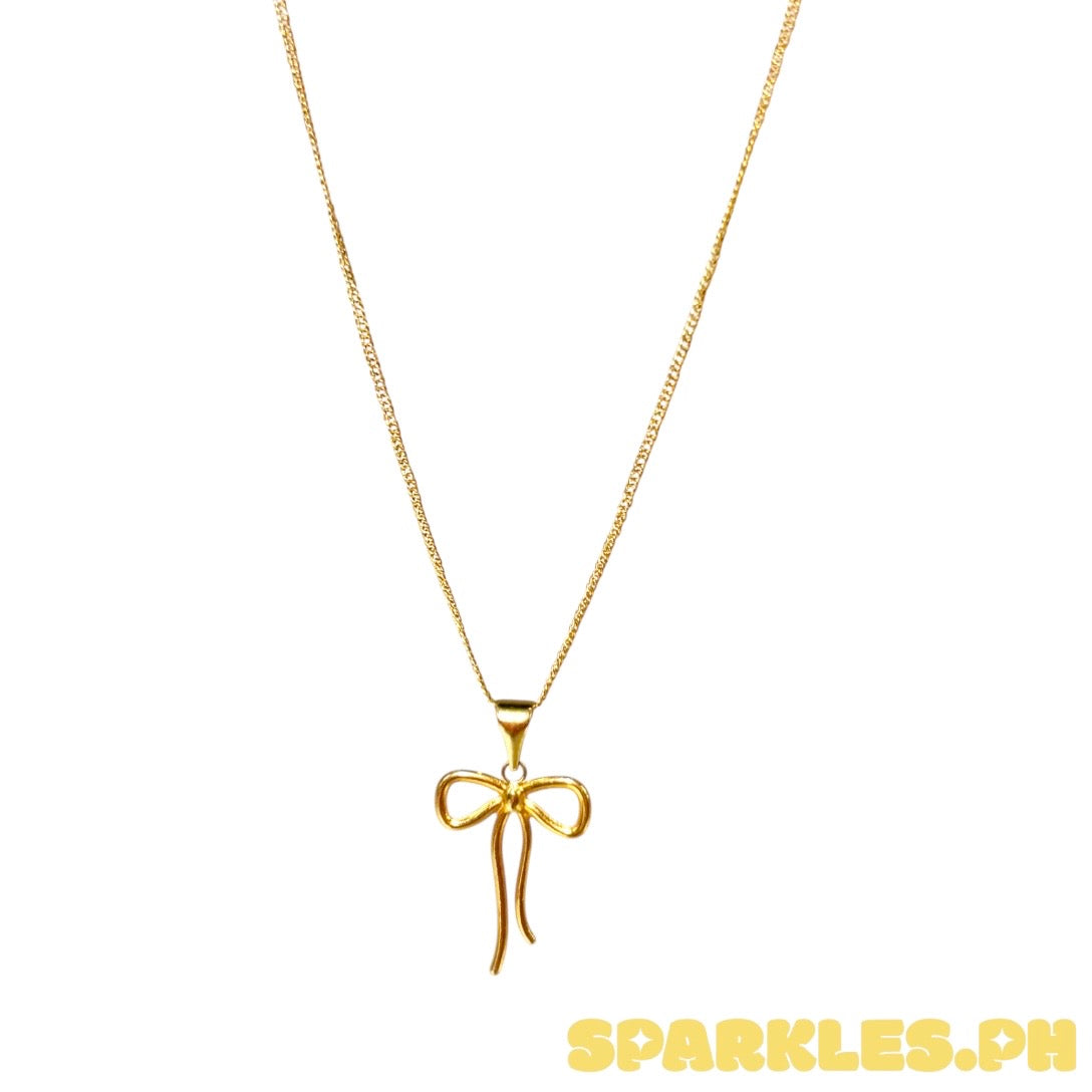 MT - 18k Saudi Gold Japan Chain - 16" + 18k Saudi Gold Ribbon Style Open Back Pendant
