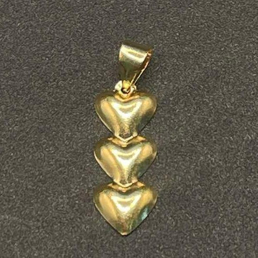 18k saudi gold triplet heart pendant solid pawnable