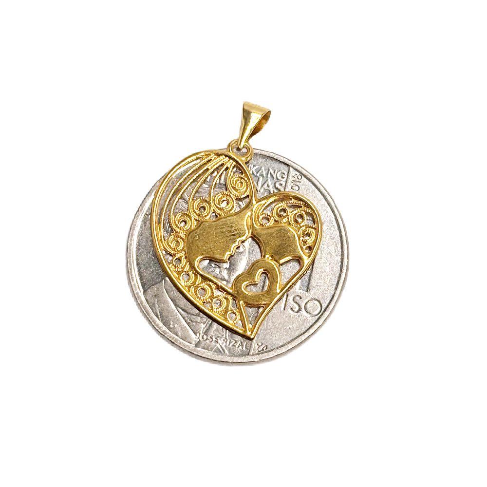18k Saudi Gold Love Mary & Child Pendant - SKU-CXRVP9QM