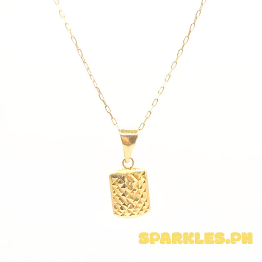 18k Saudi Gold Set Square Diacut + Karkar Chain 18"