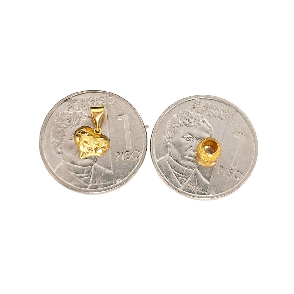 18k Saudi Gold Set Mini Diacut Heart Open Back + Tauco Chain lv1 & Gold Cat Eye + Tauco Chain lv1