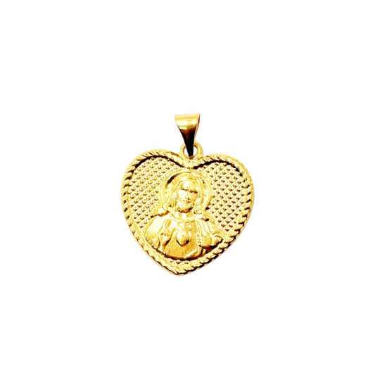 18k Saudi Gold Jesus Heart Pendant - SKU-2VR4E708