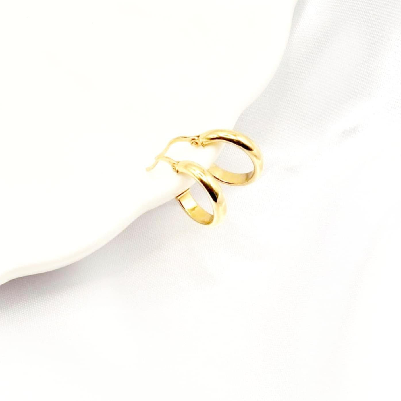 18k Saudi Gold Semi Doom Earring - SKU-DYJNOZ99